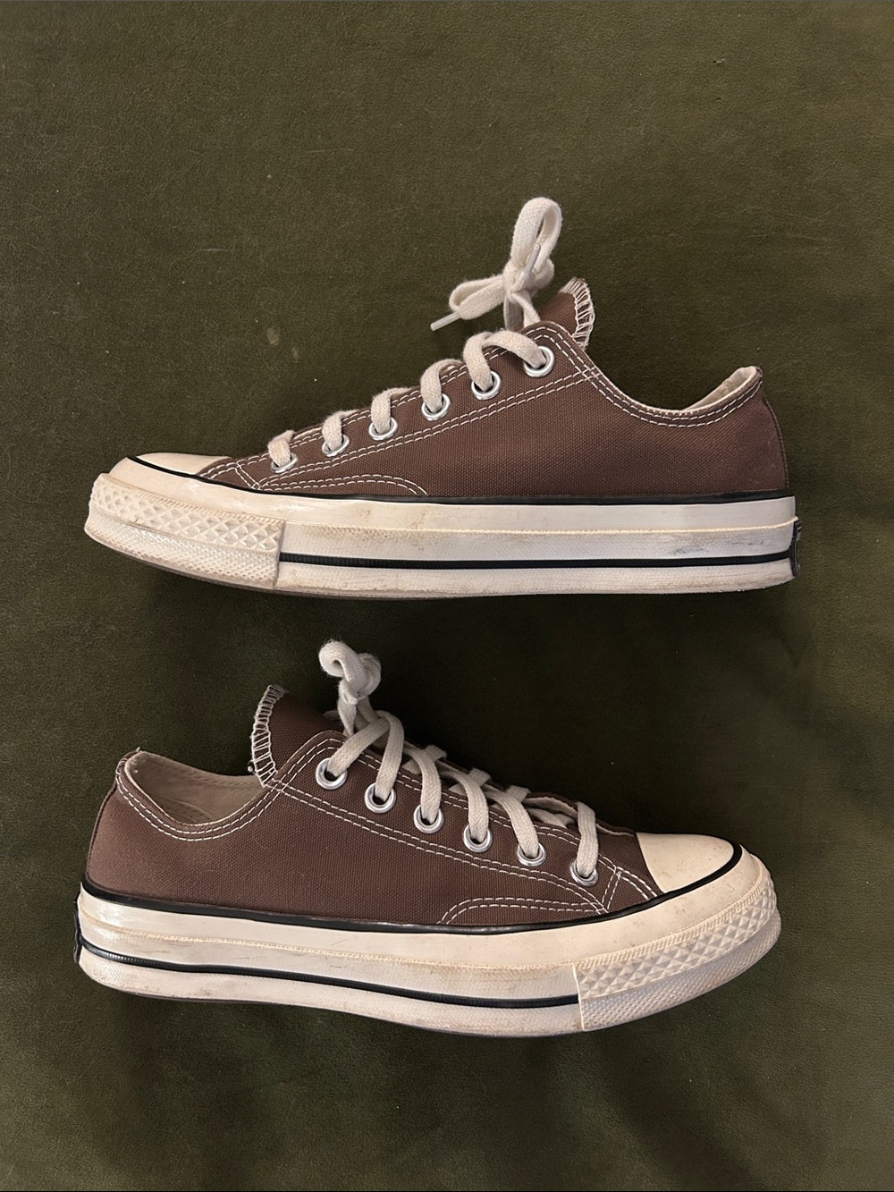 Converse Low-Top Canvas Sneakers in Brown and White